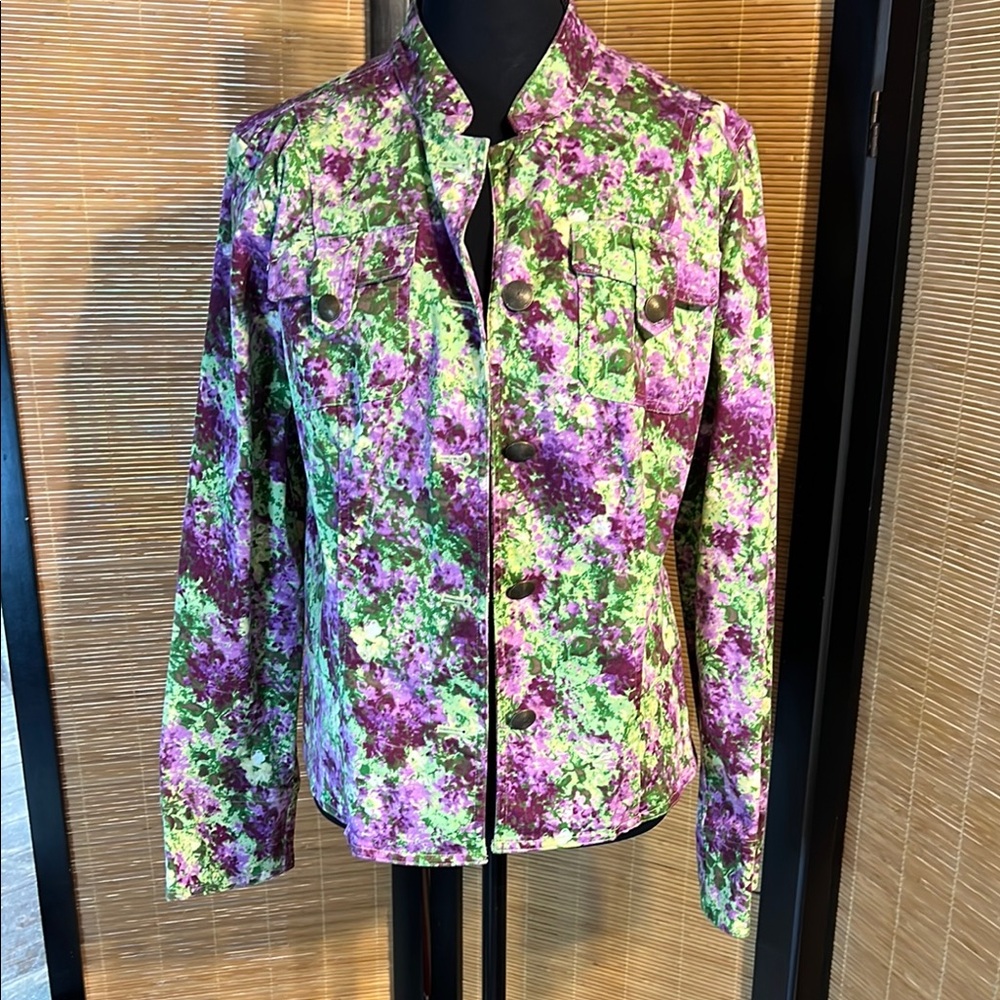 4/$15 Christopher & Banks Purple and Green Floral Blazer